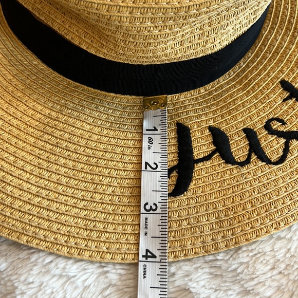 CC Exclusives Just Married Wide Brim Straw Floppy Hat with Ribbon Band - Picture 7 of 7